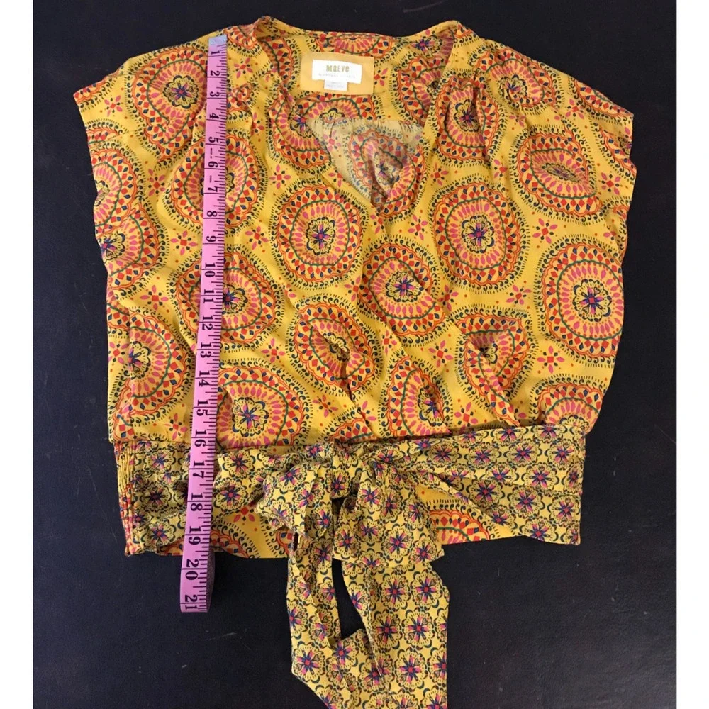 Anthropologie Maeve Marzia Wrap Blouse Small Yellow Medallion Boho Top
